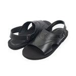 BLACK LEATHER COMFORT SANDAL - Hi-Street