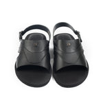 BLACK LEATHER COMFORT SANDAL - Hi-Street