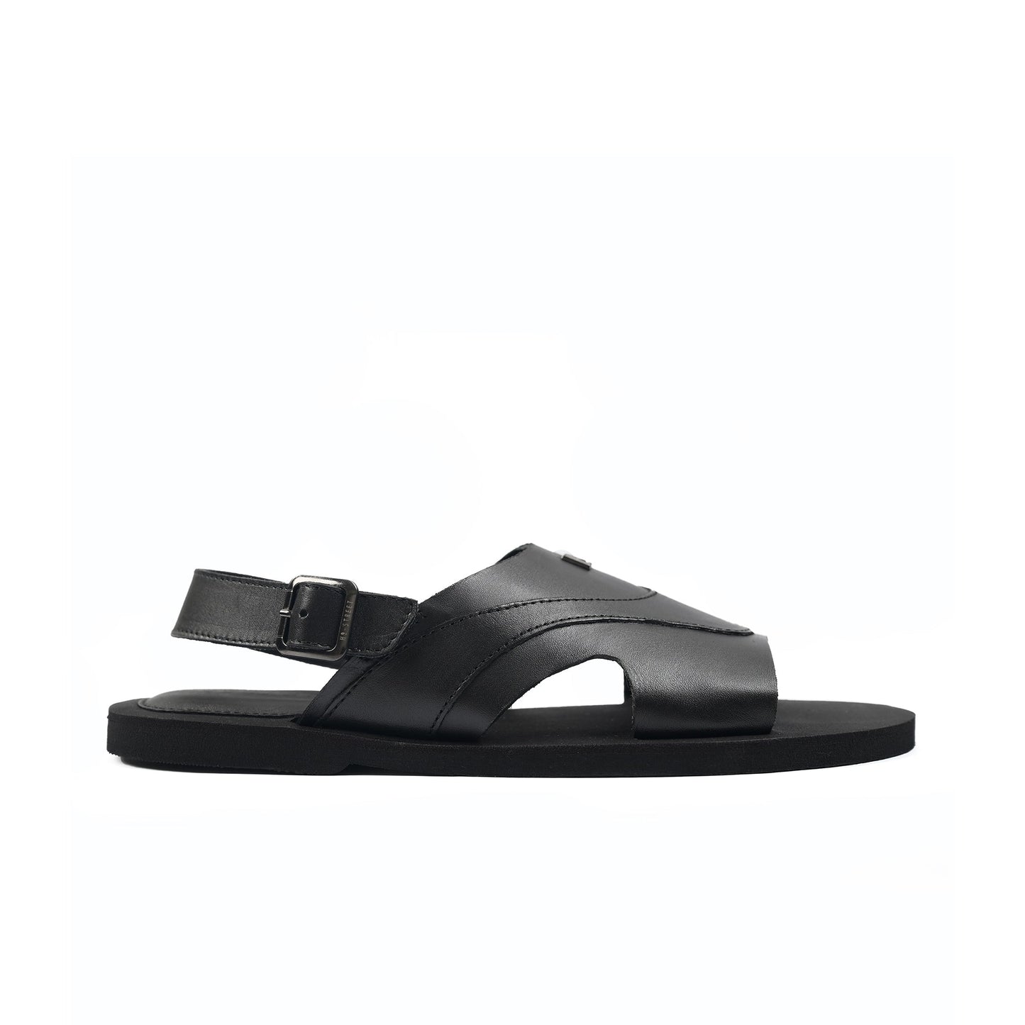 BLACK LEATHER COMFORT SANDAL - Hi-Street