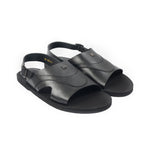 BLACK LEATHER COMFORT SANDAL - Hi-Street