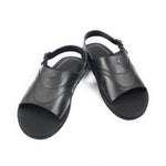 BLACK LEATHER COMFORT SANDAL - Hi-Street
