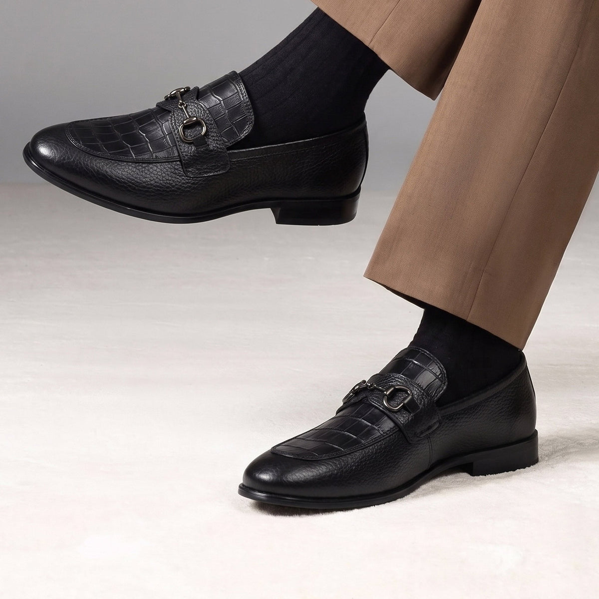BLACK LEATHER COMFORT SHOES - Hi-Street