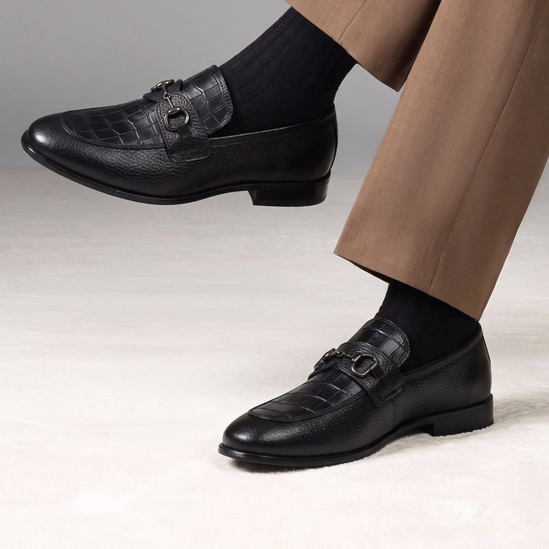 BLACK LEATHER COMFORT SHOES - Hi-Street