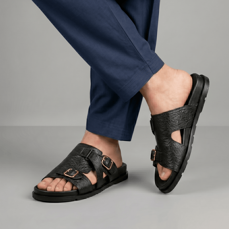 BLACK LEATHER EVA SLIPPER - Hi-Street