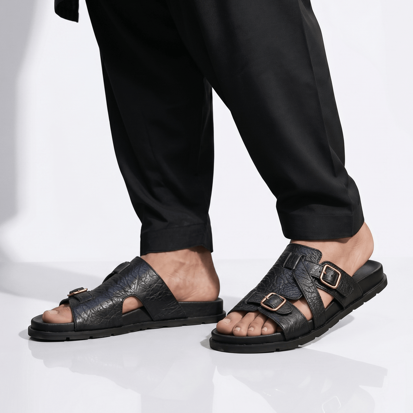 BLACK LEATHER EVA SLIPPER - Hi-Street
