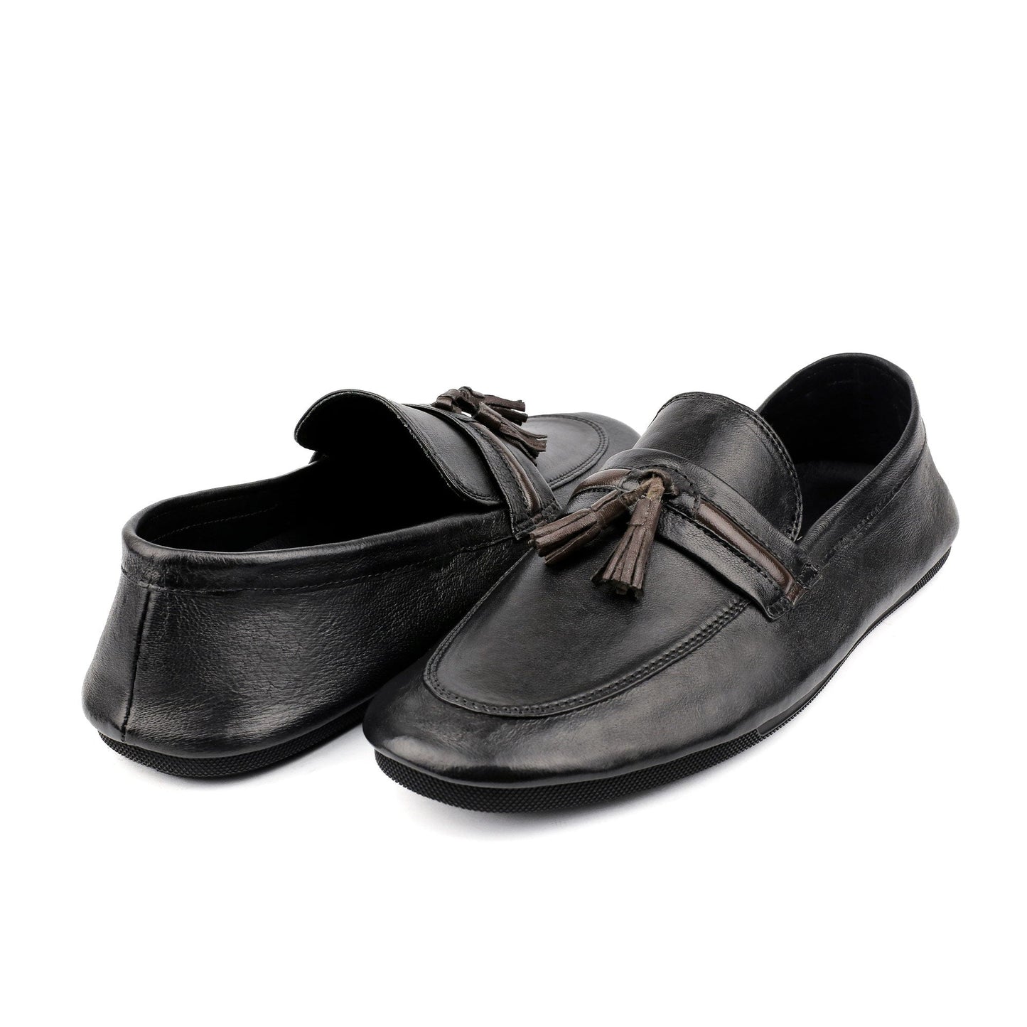 BLACK LEATHER FLEXIBLE LOAFER - Hi-Street