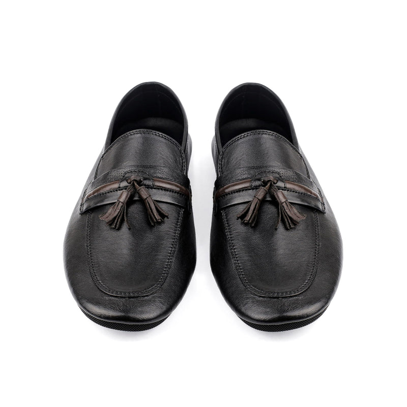 BLACK LEATHER FLEXIBLE LOAFER - Hi-Street