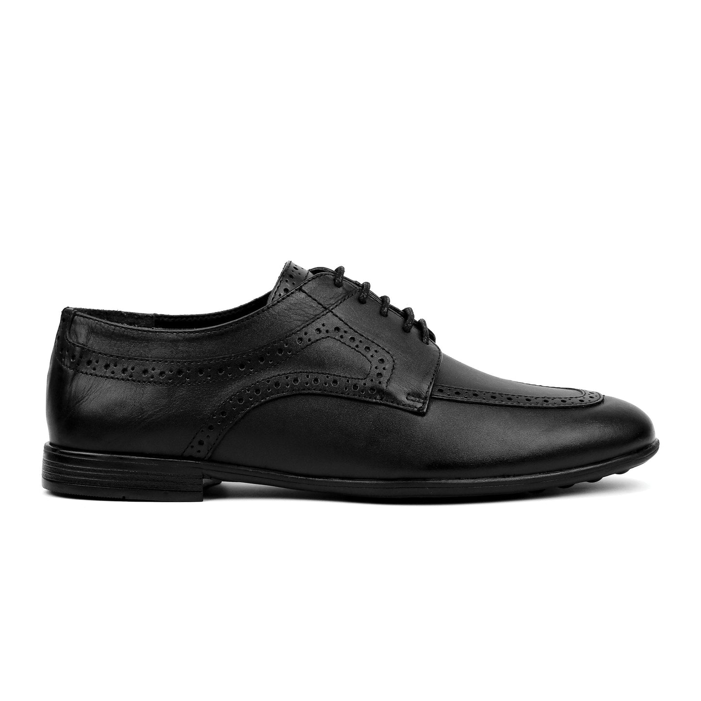 BLACK LEATHER LACE UP SHOES - Hi-Street