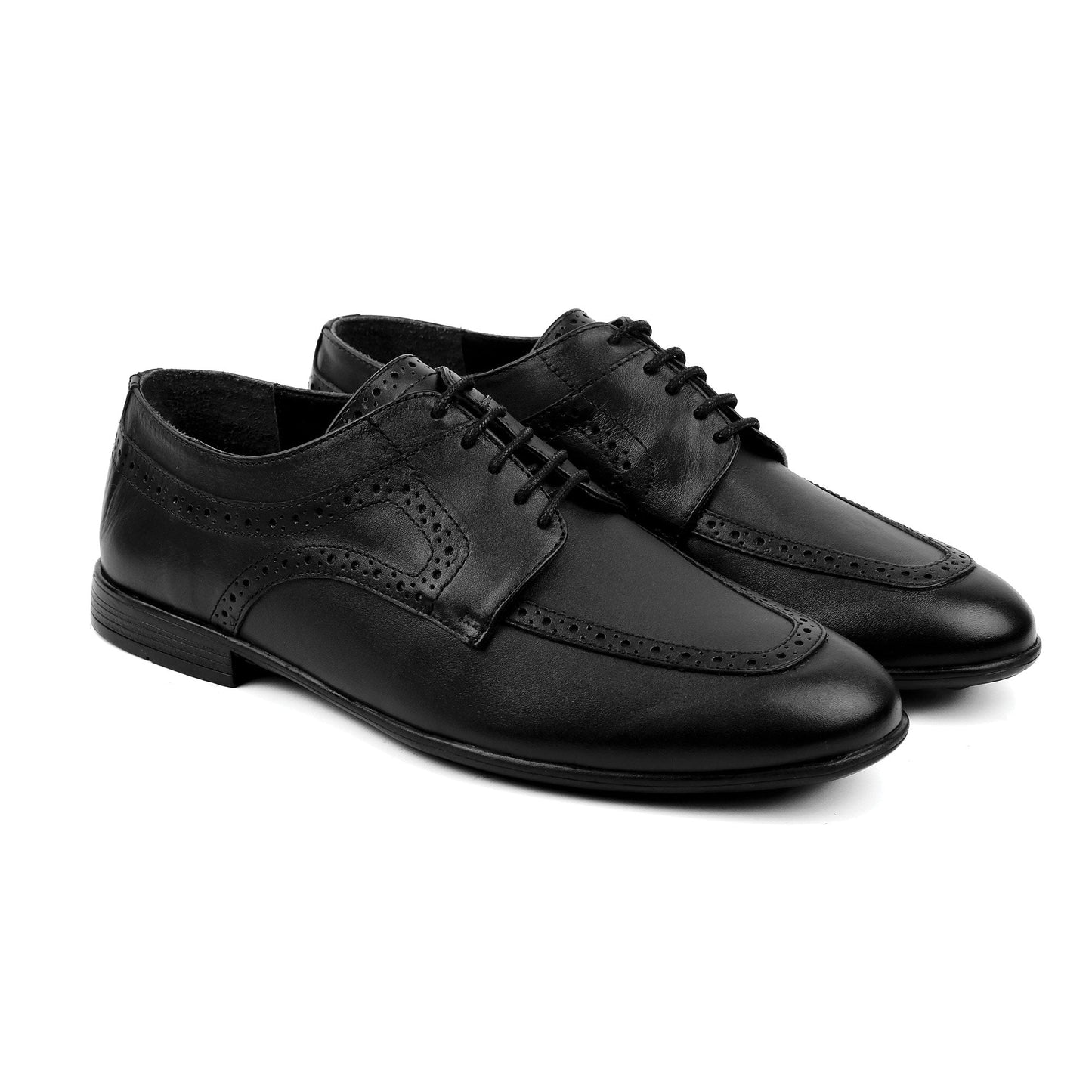 BLACK LEATHER LACE UP SHOES - Hi-Street