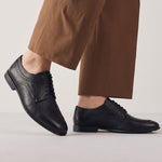 BLACK LEATHER LACE UP SHOES - Hi-Street