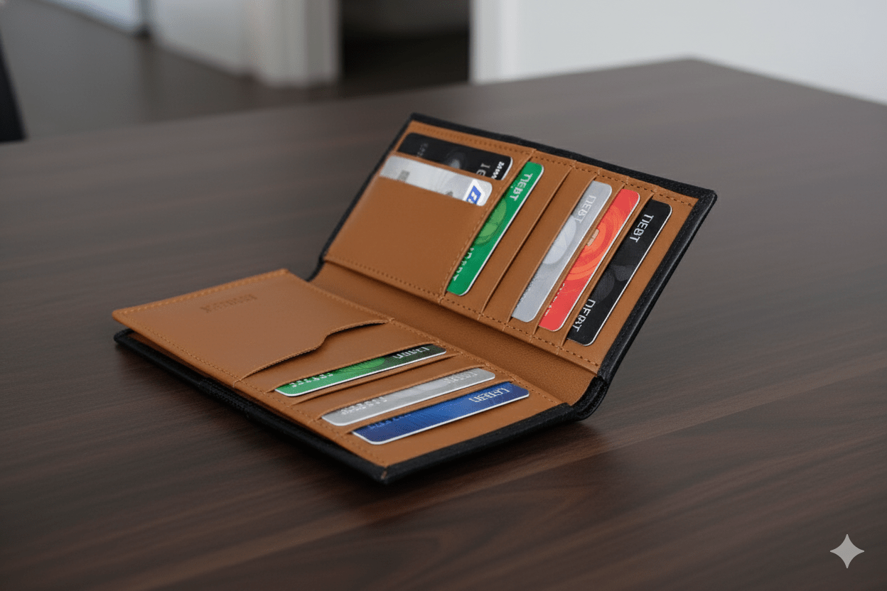 BLACK LEATHER LONG WALLET - Hi-Street
