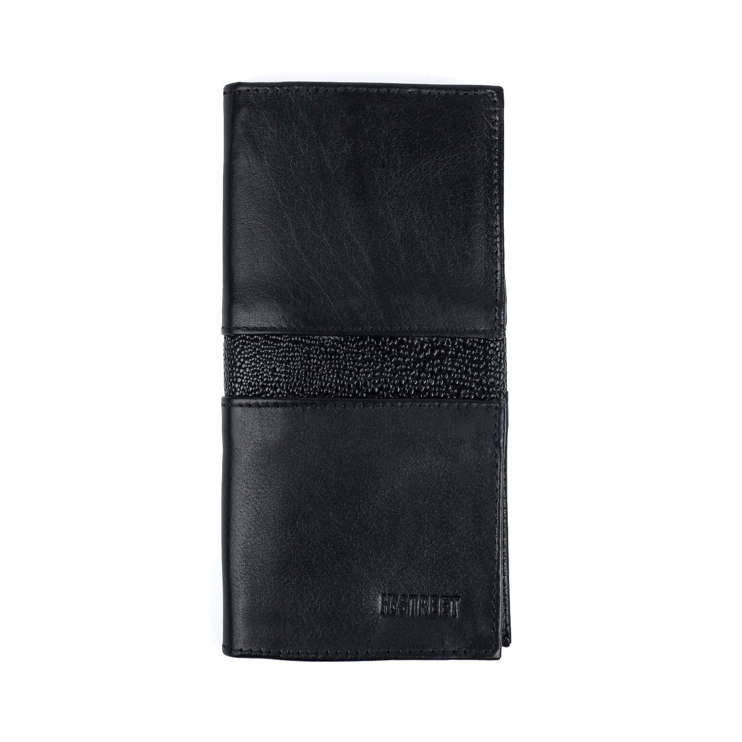 BLACK LEATHER LONG WALLET - Hi-Street
