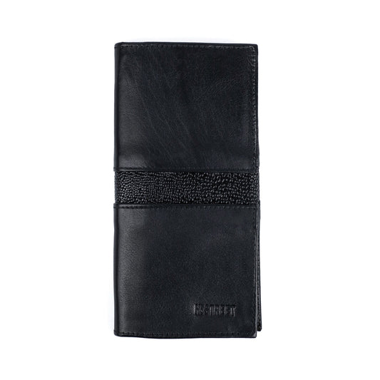 BLACK LEATHER LONG WALLET - Hi-Street