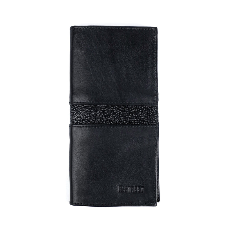 BLACK LEATHER LONG WALLET - Hi-Street