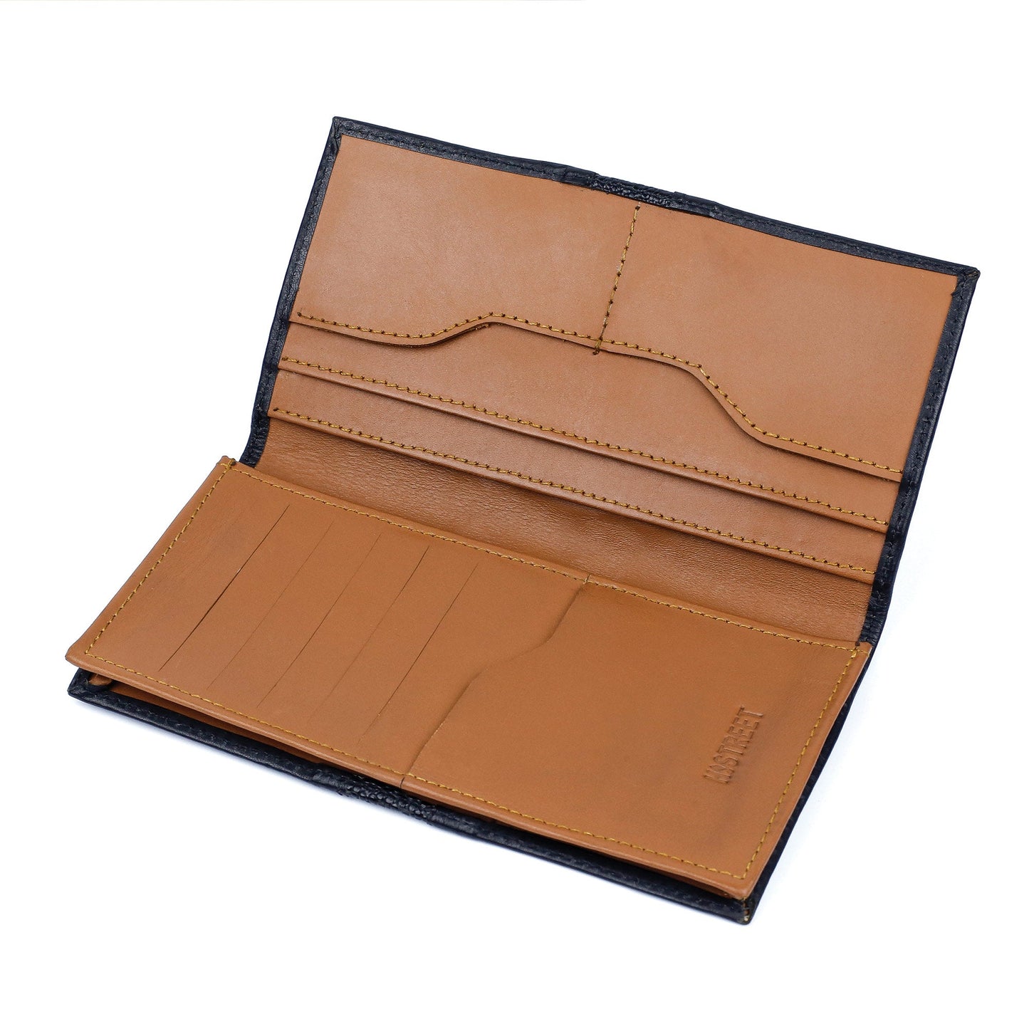 BLACK LEATHER LONG WALLET - Hi-Street