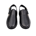 BLACK LEATHER TRADITIONAL SANDAL - Hi-Street