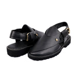 BLACK LEATHER TRADITIONAL SANDAL - Hi-Street