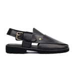 BLACK LEATHER TRADITIONAL SANDAL - Hi-Street