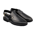BLACK LEATHER TRADITIONAL SANDAL - Hi-Street