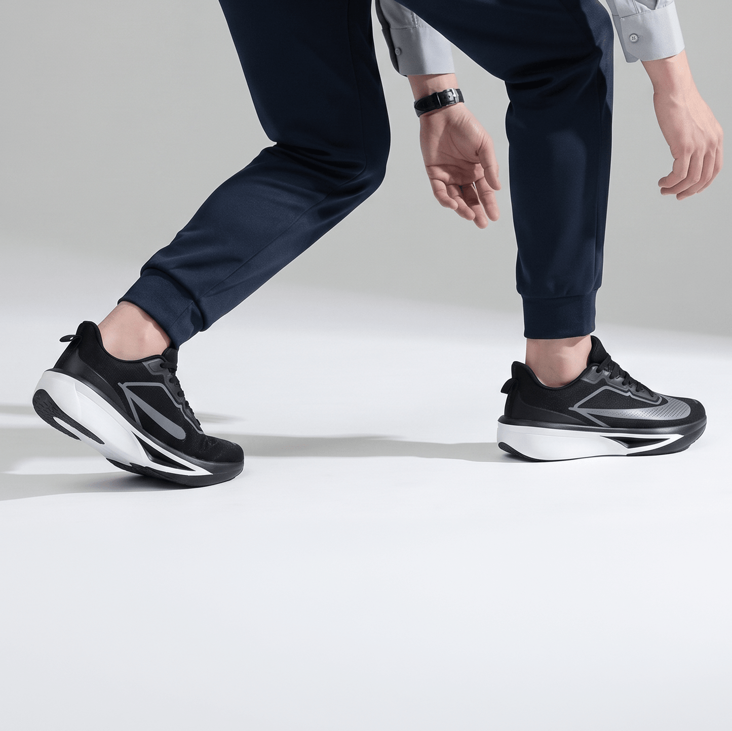 BLACK MEMORY FOAM COMFORT TRAINER - Hi-Street