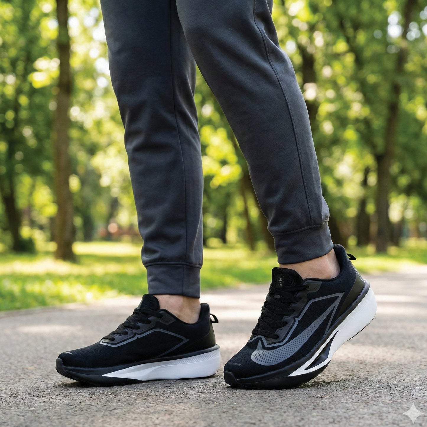 BLACK MEMORY FOAM COMFORT TRAINER - Hi-Street