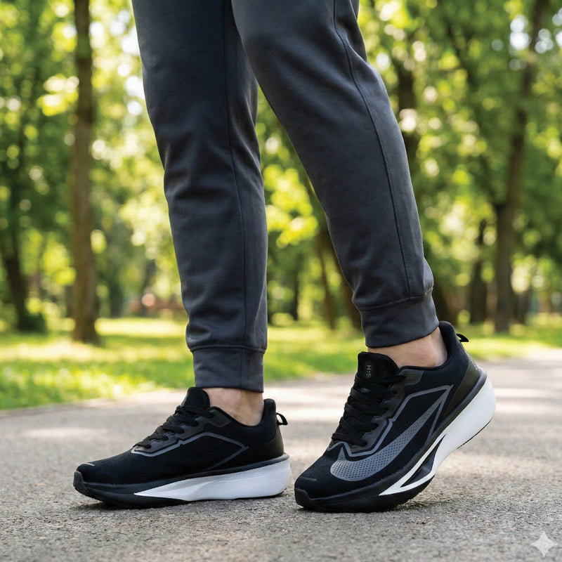 BLACK MEMORY FOAM COMFORT TRAINER - Hi-Street