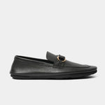 BLACK MILLED LEATHER LOAFER - Hi-Street