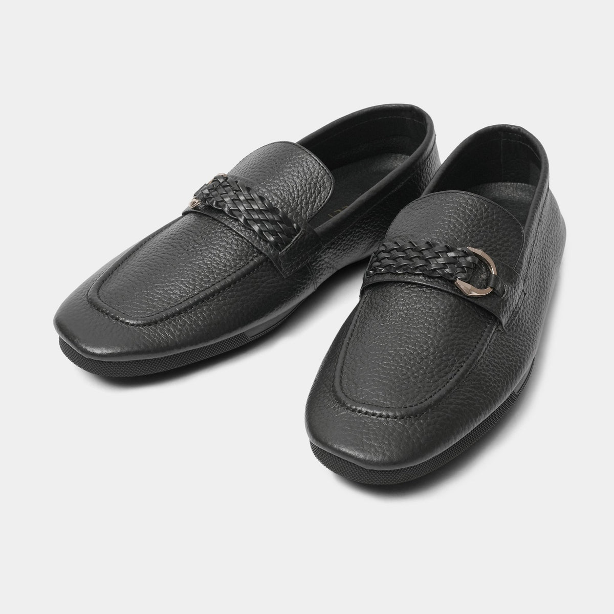 BLACK MILLED LEATHER LOAFER - Hi-Street