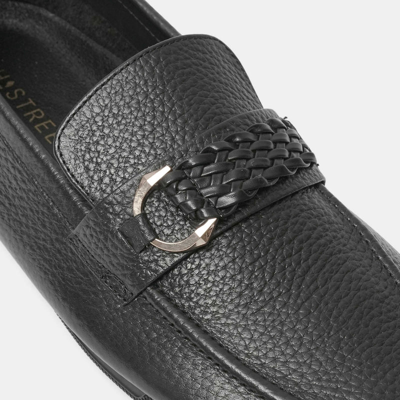 BLACK MILLED LEATHER LOAFER - Hi-Street
