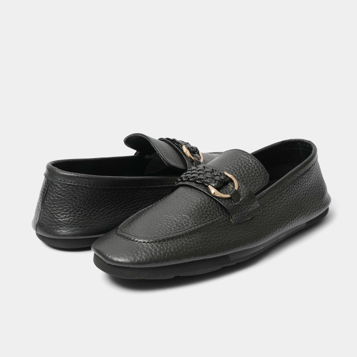 BLACK MILLED LEATHER LOAFER - Hi-Street