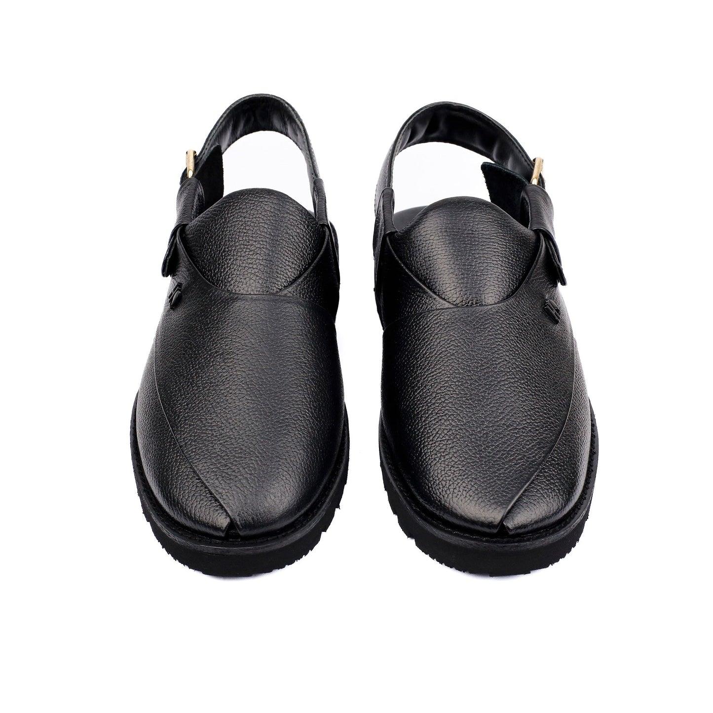 BLACK MILLED LEATHER SANDAL - Hi-Street