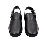 BLACK MILLED LEATHER SANDAL - Hi-Street