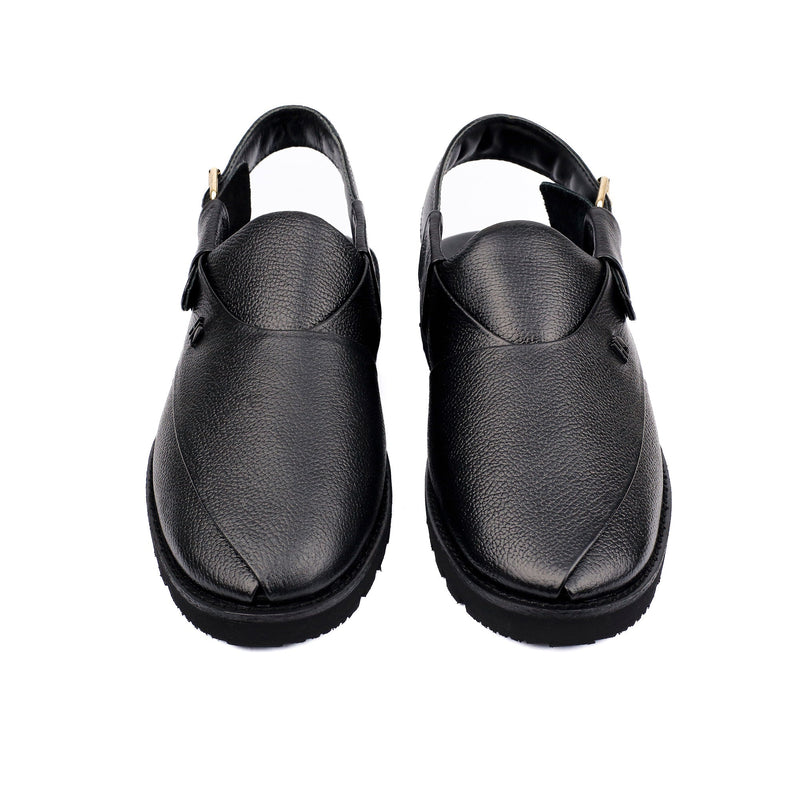 BLACK MILLED LEATHER SANDAL - Hi-Street