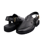 BLACK MILLED LEATHER SANDAL - Hi-Street