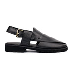 BLACK MILLED LEATHER SANDAL - Hi-Street