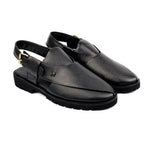 BLACK MILLED LEATHER SANDAL - Hi-Street