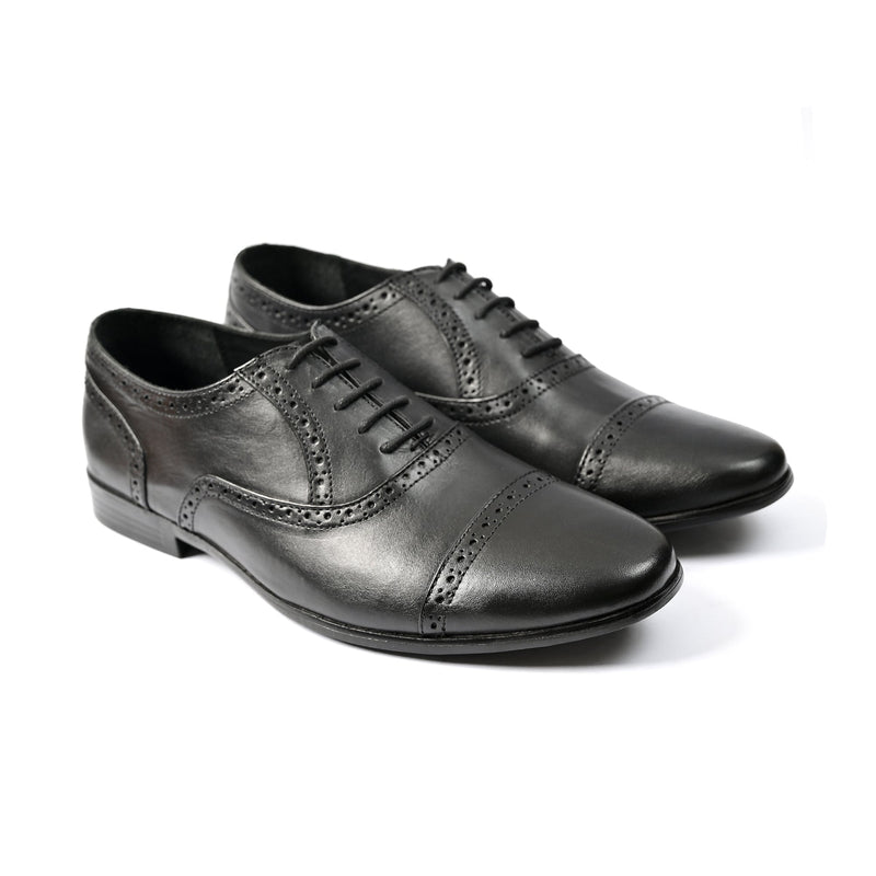 BLACK OXFORD LEATHER SHOES - Hi-Street