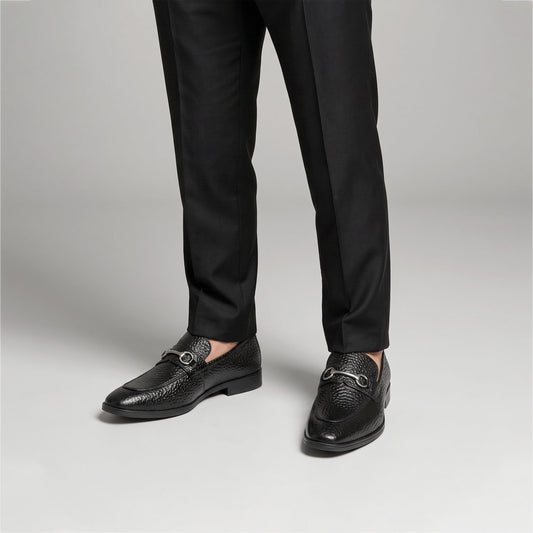 BLACK PEBBLE GRAIN LEATHER SHOES - Hi-Street