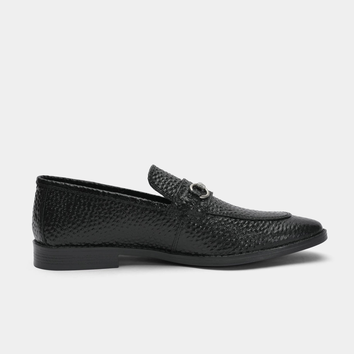 BLACK PEBBLE GRAIN LEATHER SHOES - Hi-Street