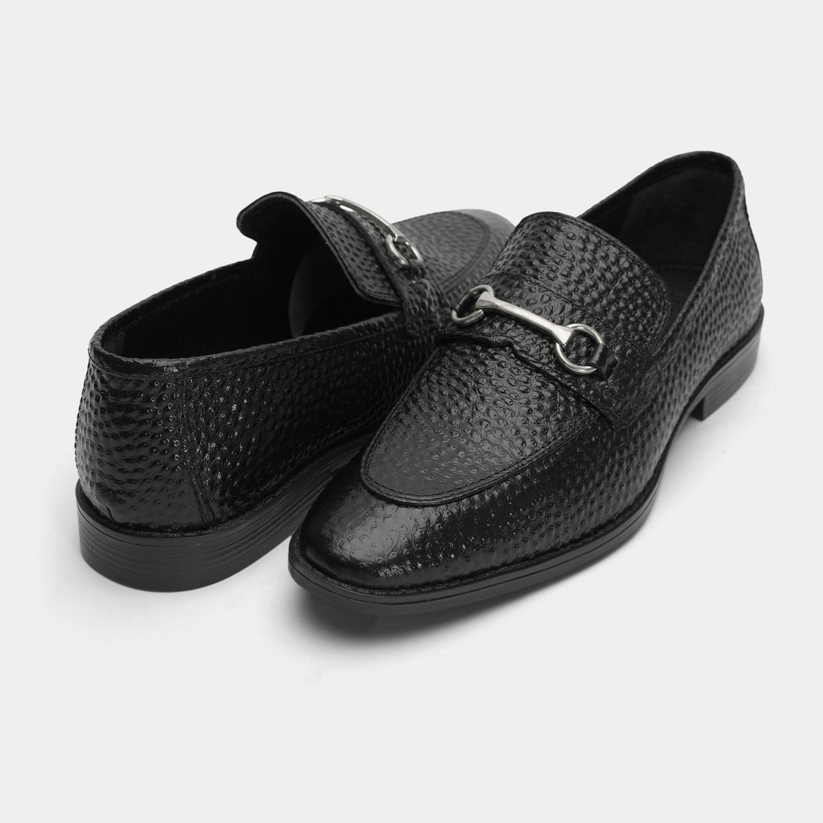 BLACK PEBBLE GRAIN LEATHER SHOES - Hi-Street