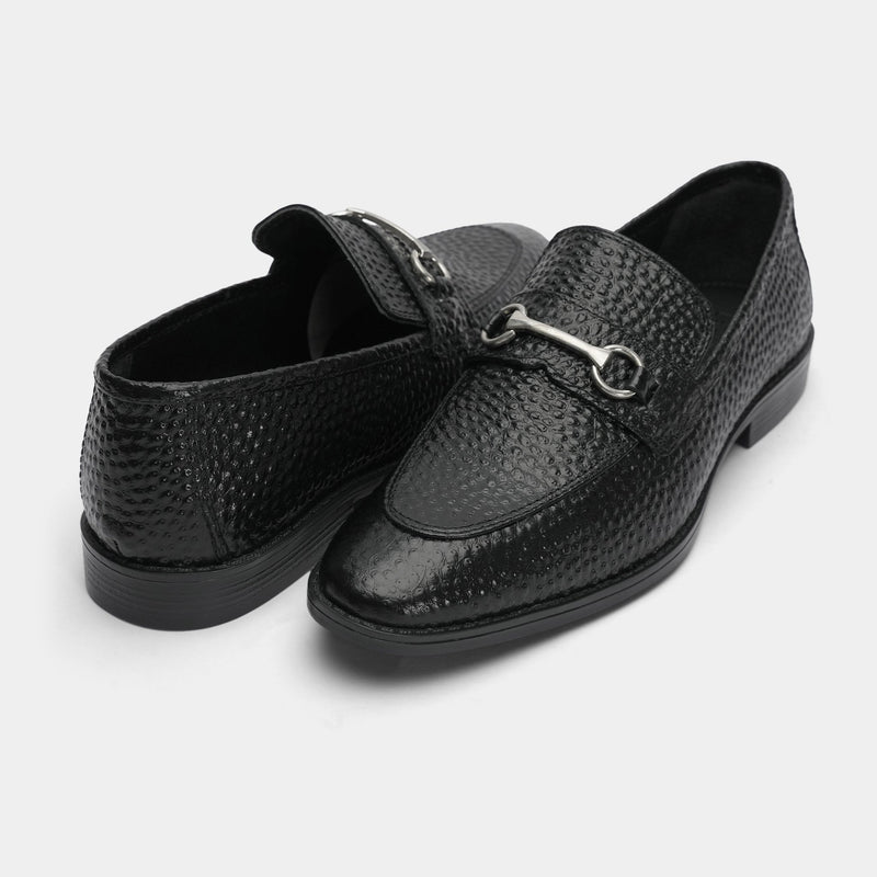 BLACK PEBBLE GRAIN LEATHER SHOES - Hi-Street