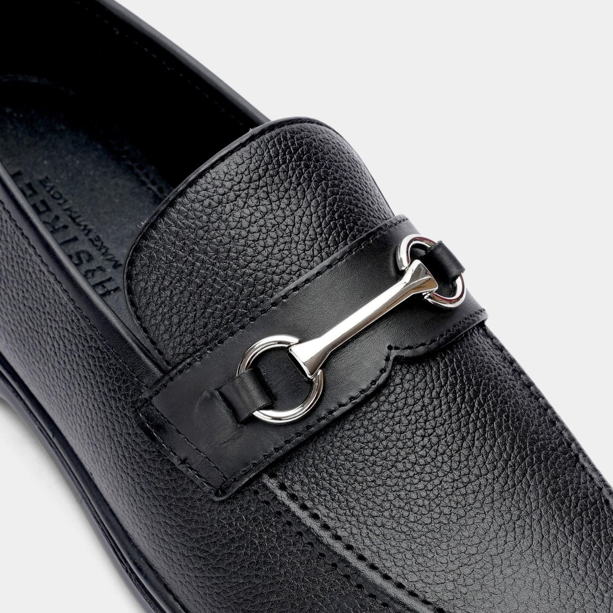 BLACK PEBBLE GRAIN LEATHER SHOES - Hi-Street