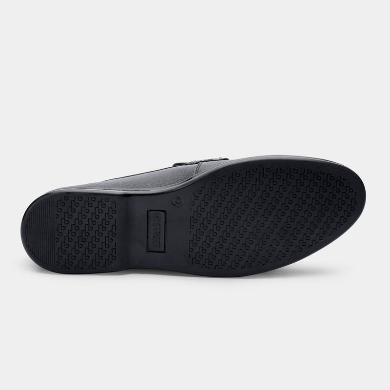 BLACK PEBBLE GRAIN LEATHER SHOES - Hi-Street