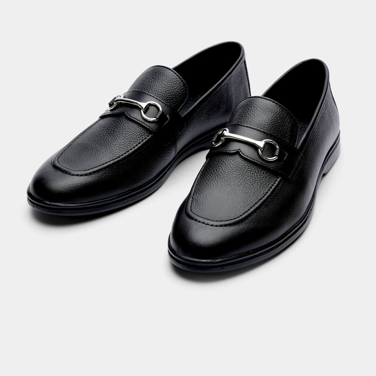 BLACK PEBBLE GRAIN LEATHER SHOES - Hi-Street