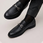 BLACK PEBBLE GRAIN LEATHER SHOES - Hi-Street