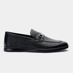 BLACK PEBBLE GRAIN LEATHER SHOES - Hi-Street