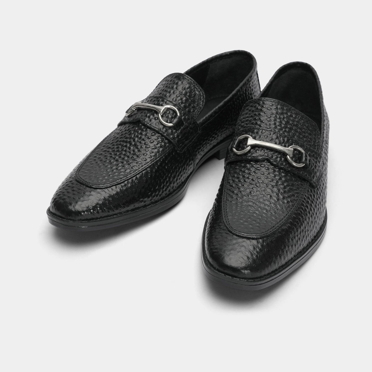 BLACK PEBBLE GRAIN LEATHER SHOES - Hi-Street