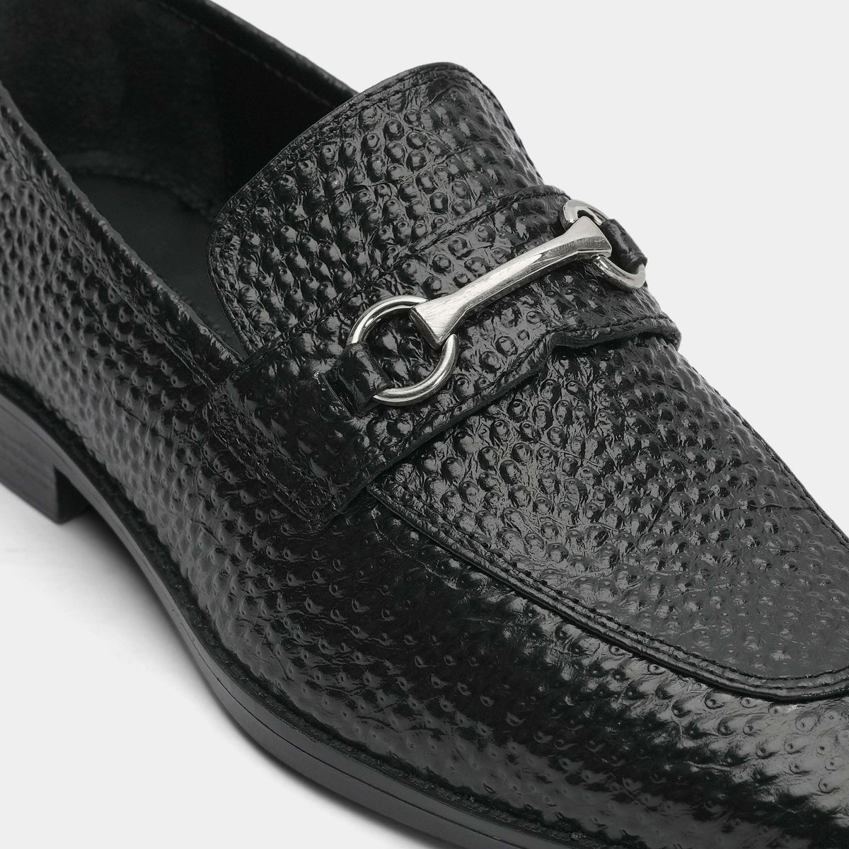 BLACK PEBBLE GRAIN LEATHER SHOES - Hi-Street