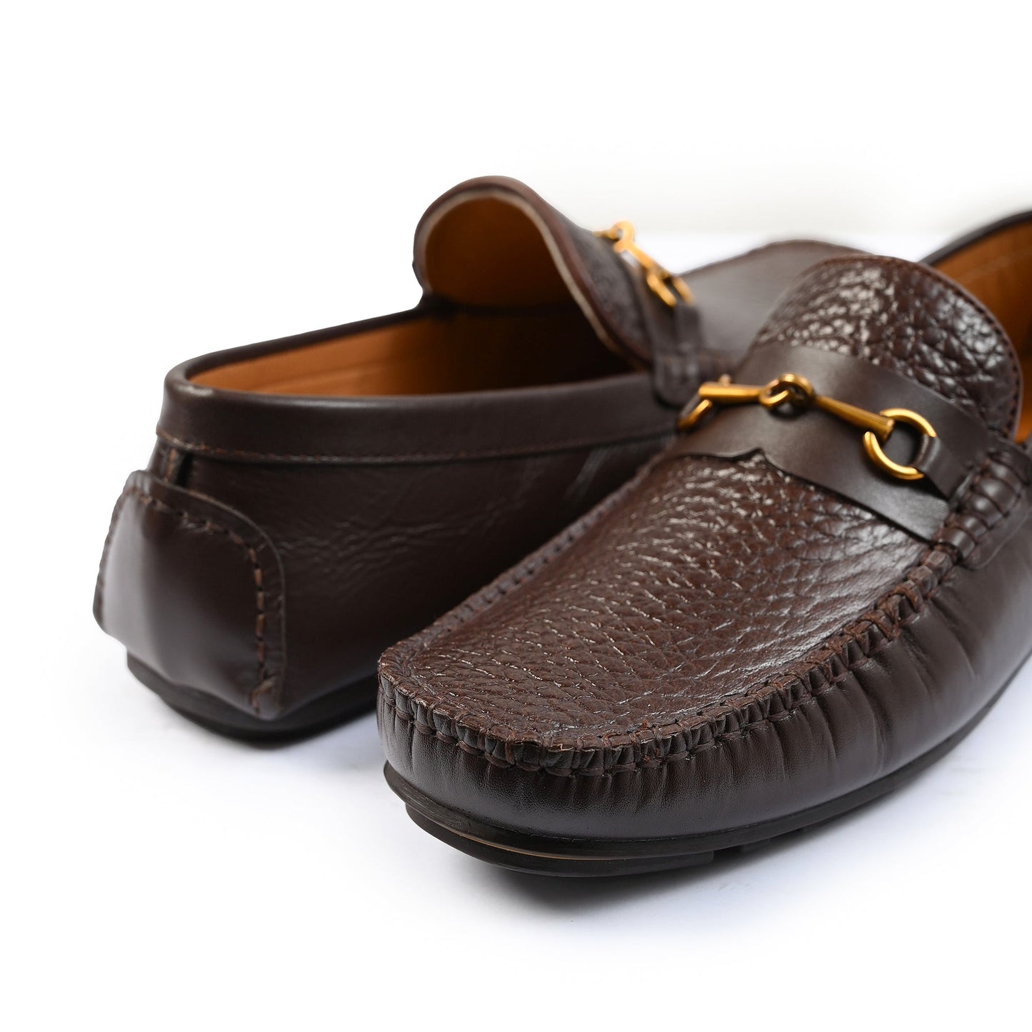 BLACK PEBLE GRAIN LEATHER MOCCASIN - Hi-Street