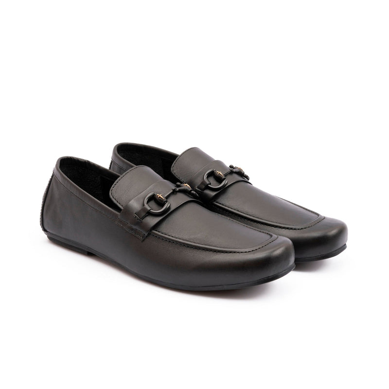 BLACK SOFT LEATHER MOCCASINS - Hi-Street
